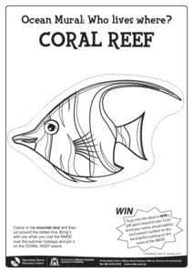 Ocean Mural: Who lives where?  CORAL REEF WIN Colour in the moorish idol and then