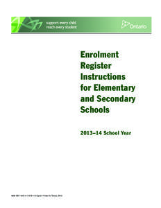 Enrolment Register Instructions for Elementary and Secondary School, [removed]