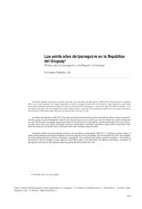 Los veinte años de Iparraguirre en la República del Uruguay* (Twenty years of Iparraguirre in the Republic of Uruguay) Fernández Saldaña, J.M. BIBLID[removed]), 11; 7-24]