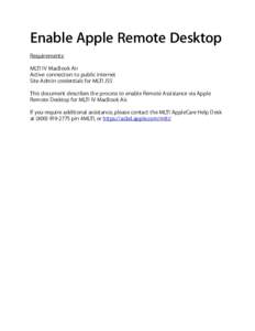 Enable Apple Remote Desktop ! Requirements: !  MLTI IV MacBook Air