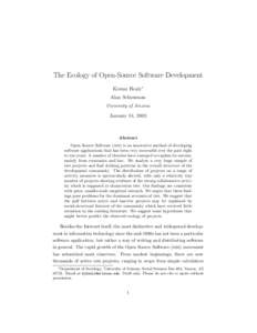 The Ecology of Open-Source Software Development Kieran Healy∗ Alan Schussman University of Arizona  January 14, 2003