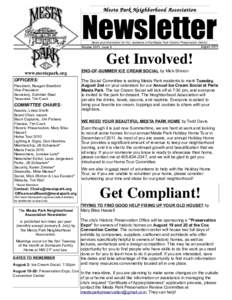 Mesta Park Neighborhood Association  Newsletter News and information for ALL residents of the Mesta Park Historic Preservation District August 2011