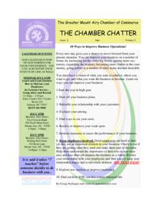 The Greater Mount Airy Chamber of Commerce  THE CHAMBER CHATTER Issue 6  June