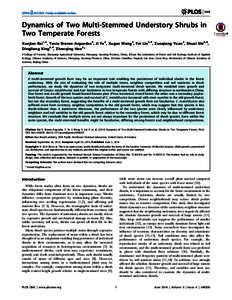 Dynamics of Two Multi-Stemmed Understory Shrubs in Two Temperate Forests Xuejiao Bai1,2, Tania Brenes-Arguedas3, Ji Ye2, Xugao Wang2, Fei Lin2,4, Zuoqiang Yuan2, Shuai Shi2,4, Dingliang Xing2,4, Zhanqing Hao2* 1 College 