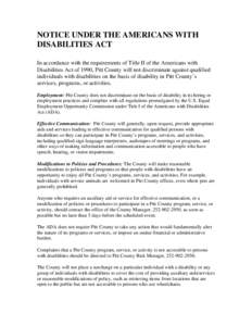 NOTICE UNDER THE AMERICANS WITH DISABILITIES ACT