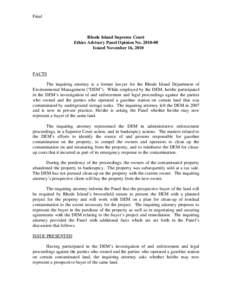 Final  Rhode Island Supreme Court Ethics Advisory Panel Opinion No[removed]Issued November 16, 2010