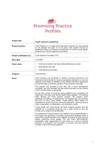 Promising Practice Profile - Youth Insearch Leadership