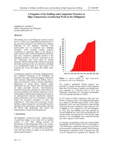 Workshop 4: Drilling Cost Effectiveness and Feasibility of High‐Temperature Drilling   2­5 July 2007  A Snapshot of the Drilling and Completion Practices in  High Temperature Geothermal Wells in th