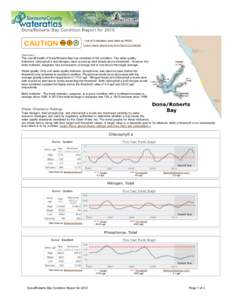 Dona/Roberts Bay Condition Report for[removed]CAUTION 1 out of 3 indicators were rated as PASS. Learn more about how this report is created