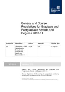 General and Course Regulations for Graduate and Postgraduate Awards and Degrees[removed]Version No.