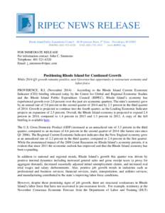 RIPEC NEWS RELEASE Rhode Island Public Expenditure Council – 86 Weybosset Street, 5th Floor – Providence, RI[removed]PHONE[removed]FAX[removed]www.RIPEC.org