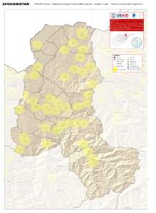 AFGHANISTAN  TAKHAR Province - Regional coverage of health facilities reported – Nutrition Cluster – Provincial Coordination August 2014 Disclaimer and Source This map is compiled by iMMAP. Datum/Projection: WGS84/Ge