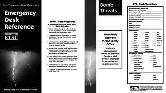 East Tennessee State University  Emergency Desk Reference