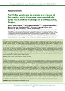 Profil des vendeurs de viande de chasse et évaluation de la biomasse commercialisée dans les marchés municipaux de Brazzaville