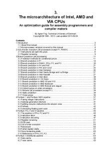 3. The microarchitecture of Intel, AMD and VIA CPUs