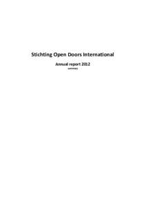 Stichting Open Doors International Annual report 2012 summary Stichting Open Doors International