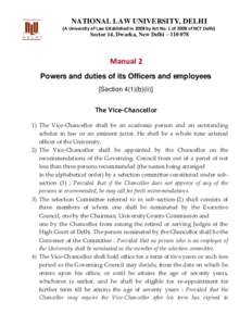 NATIONAL LAW UNIVERSITY, DELHI (A University of Law Established in 2008 by Act No. 1 of 2008 of NCT Delhi) Sector 14, Dwarka, New Delhi – Manual 2