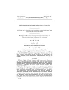 110th United States Congress / Humanities / Law / Employment Non-Discrimination Act / Civil Rights Act / Uniting American Families Act / Respect for Marriage Act / LGBT rights in the United States / 111th United States Congress / Politics of the United States