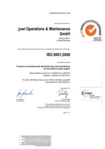 Zertifikat DE13Das Management-System von juwi Operations & Maintenance GmbH