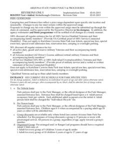 ARIZONA STATE PARKS POLICY & PROCEDURES  REVISIONS ONLY BOLDED Text =Added, Strikethrough=Deletions