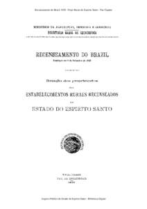 Recenseamento do Brazil[removed]Propr Rurais do Espirito Santo - Pao Gigante  MINISTERIO DA AGRICULTURA, INDUSTRIA E COMMERCIO DIRECTORIA GERAL DE ESTATISTICA