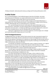 Politikpapir om kvalitet koster - vedtaget på DSFs forårspolitikkonference 2009