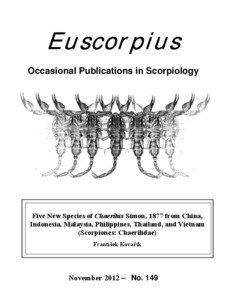 Euscorpius Occasional Publications in Scorpiology