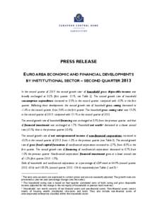 Press Release: Euro area economic and financial developments by institutional sector - second quarter 2013