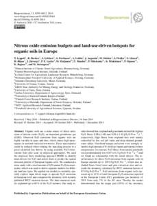 Biogeosciences, 11, 6595–6612, 2014 www.biogeosciences.net[removed]doi:[removed]bg[removed] © Author(s[removed]CC Attribution 3.0 License.  Nitrous oxide emission budgets and land-use-driven hotspots for