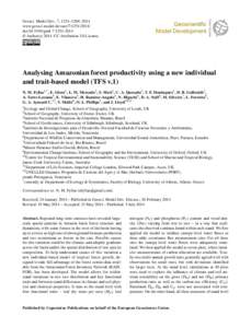 Geosci. Model Dev., 7, 1251–1269, 2014 www.geosci-model-dev.netdoi:gmd © Author(sCC Attribution 3.0 License.  Analysing Amazonian forest productivity using a new individual