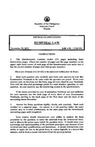 (I) Republic of the Philippines Supreme Court ManilaBAR EXAMINATIONS