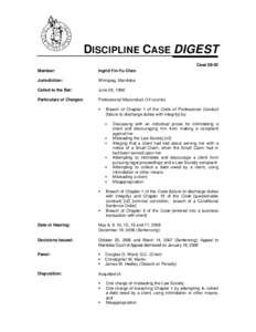 DISCIPLINE CASE DIGEST Case[removed]Member: Ingrid Yin-Yu Chen