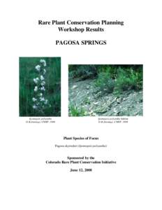 PAGOSA:  Rare Plant Conservation Planning Workshop