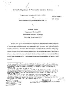 Olefin metathesis / Ch / Richard R. Schrock / Peter T. Wolczanski / Chemistry / Organometallic chemistry / Homogeneous catalysis