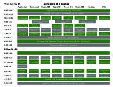 Schedule at a Glance  Thursday, May 27 Auditorium  Centennial