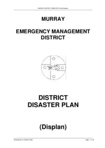 MURRAY DISTRICT DISASTER PLAN (Displan)  MURRAY EMERGENCY MANAGEMENT DISTRICT
