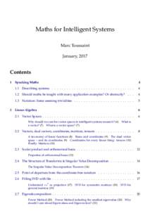 Maths for Intelligent Systems Marc Toussaint January, 2017 Contents 1