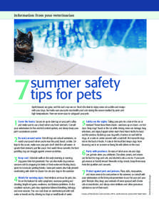 Information from your veterinarian  7 summer safety tips for pets