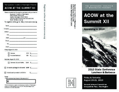 Please complete the following form and return with your check to: Appraisers’ Coalition of Washington 6351 Seaview Avenue NW Seattle, Washington[removed][removed]Phone[removed]FAX Email: [removed]