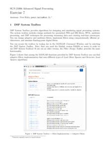 SGNAdvanced Signal Processing  Exercise 7 Assistant: Petri Helin,   1