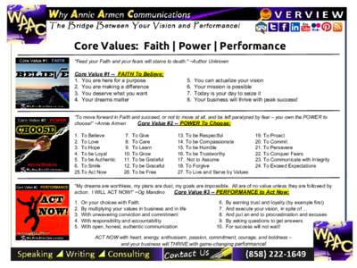 Core Values: Faith | Power | Performance 