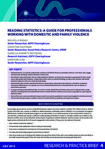   Reading statistics: A Guide For Professionals Working With Domestic And Family Violence Rochelle Braaf Senior Researcher, ADFV Clearinghouse