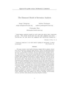 Approved for public release; distribution is unlimited.  The Diamond Model of Intrusion Analysis Sergio Caltagirone  Andrew Pendergast