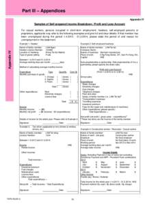 Part III – Appendices Appendix IV Samples of Self-prepared Income Breakdown / Profit and Loss Account For casual workers, persons occupied in short-term employment, hawkers, self-employed persons or proprietors, applic