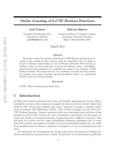 arXiv:1403.6863v1 [cs.LG] 26 MarOnline Learning of k-CNF Boolean Functions Joel Veness  Marcus Hutter