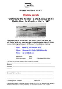 MOSMAN HISTORICAL SOCIETY  History Lunch 