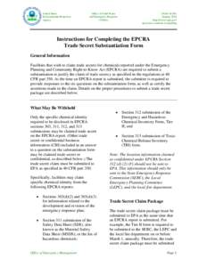 Instructions for Completing EPCRA Trade Secret Substantiation Form