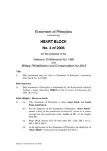 Statement of Principles concerning HEART BLOCK No. 4 of 2006 for the purposes of the