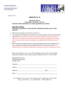 Financial Services Purchasing Division MICHELLE KIEFER, BUYER October 6, 2014