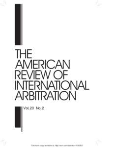 THE AMERICAN REVIEW OF INTERNATIONAL ARBITRATION Vol. 20 No. 2